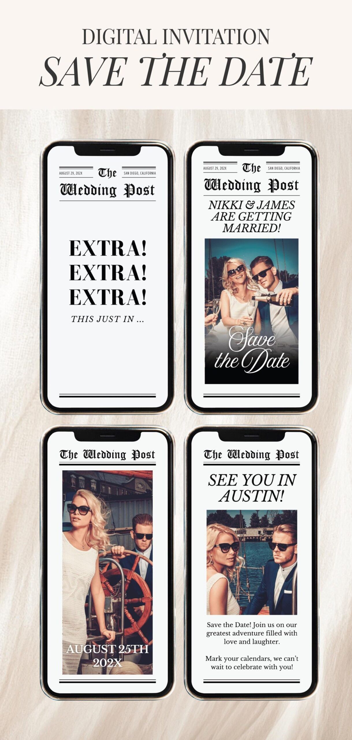 Wedding Newspaper Save the Date Wedding Invitation Newspaper Wedding Decor Custom Wedding Invite Digital Save the Date Photo Card Idea Email — Etsy Canada