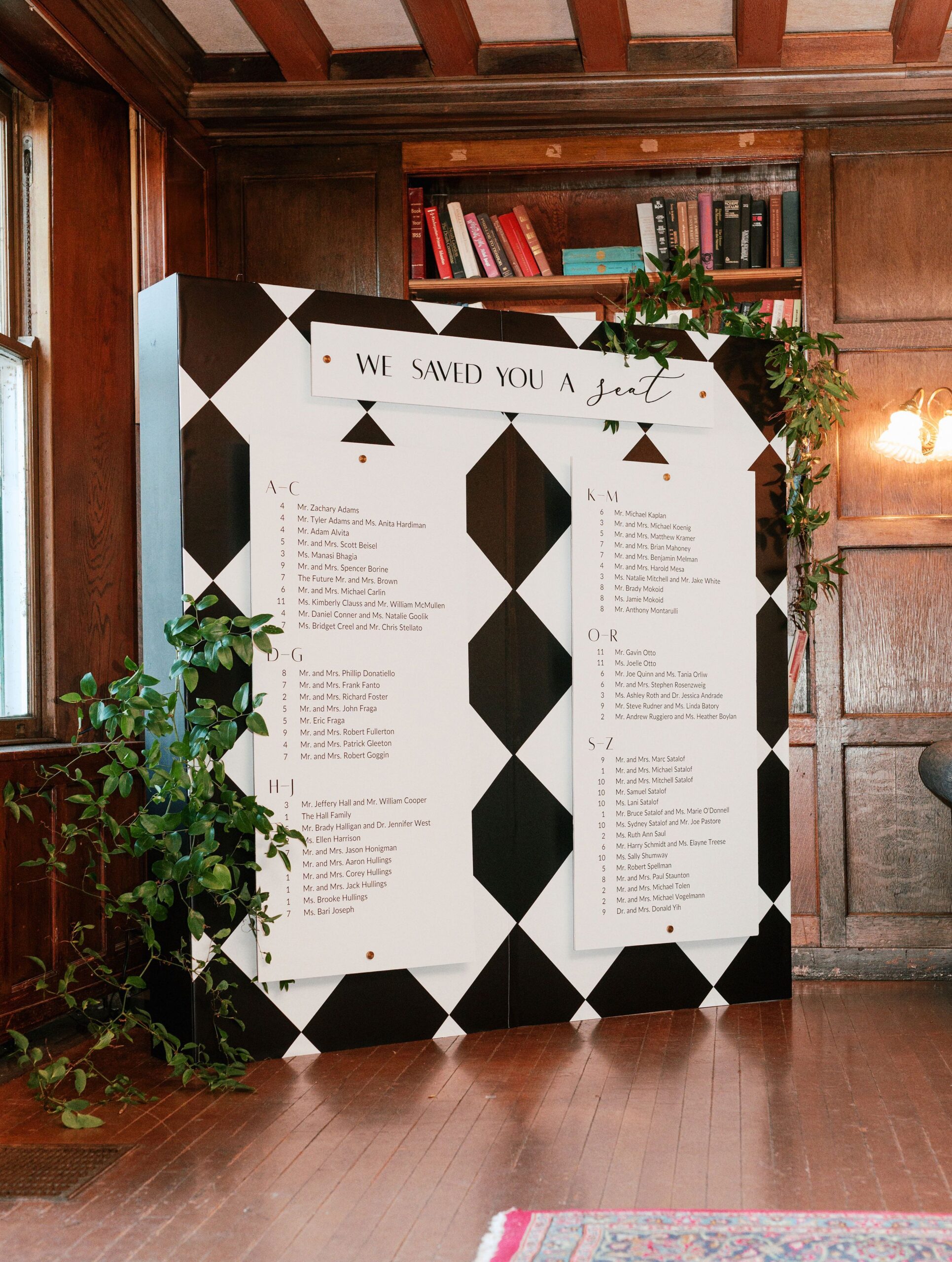Checkered Wedding Guest Seating Chart