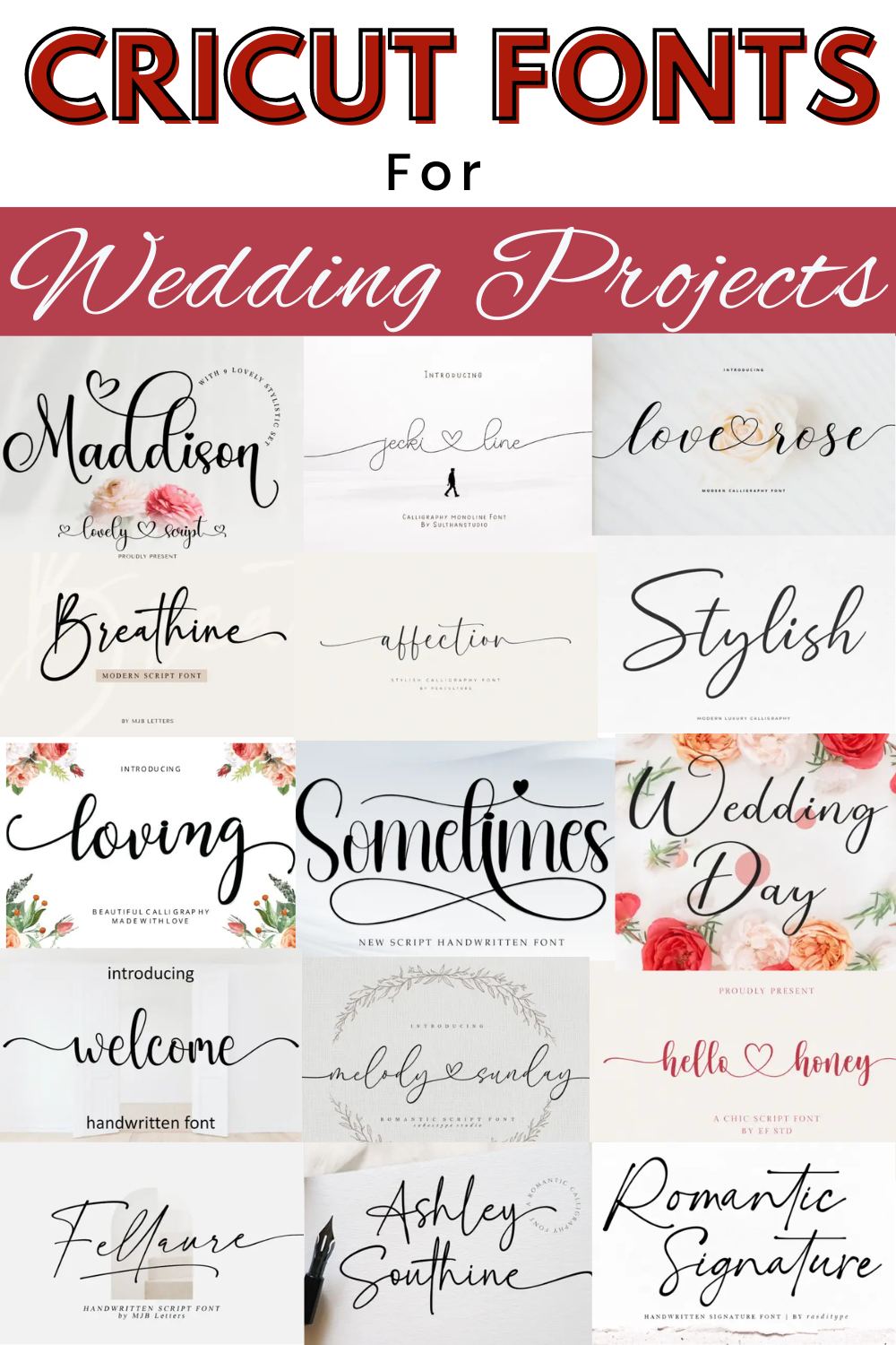 Wedding fonts for cricut