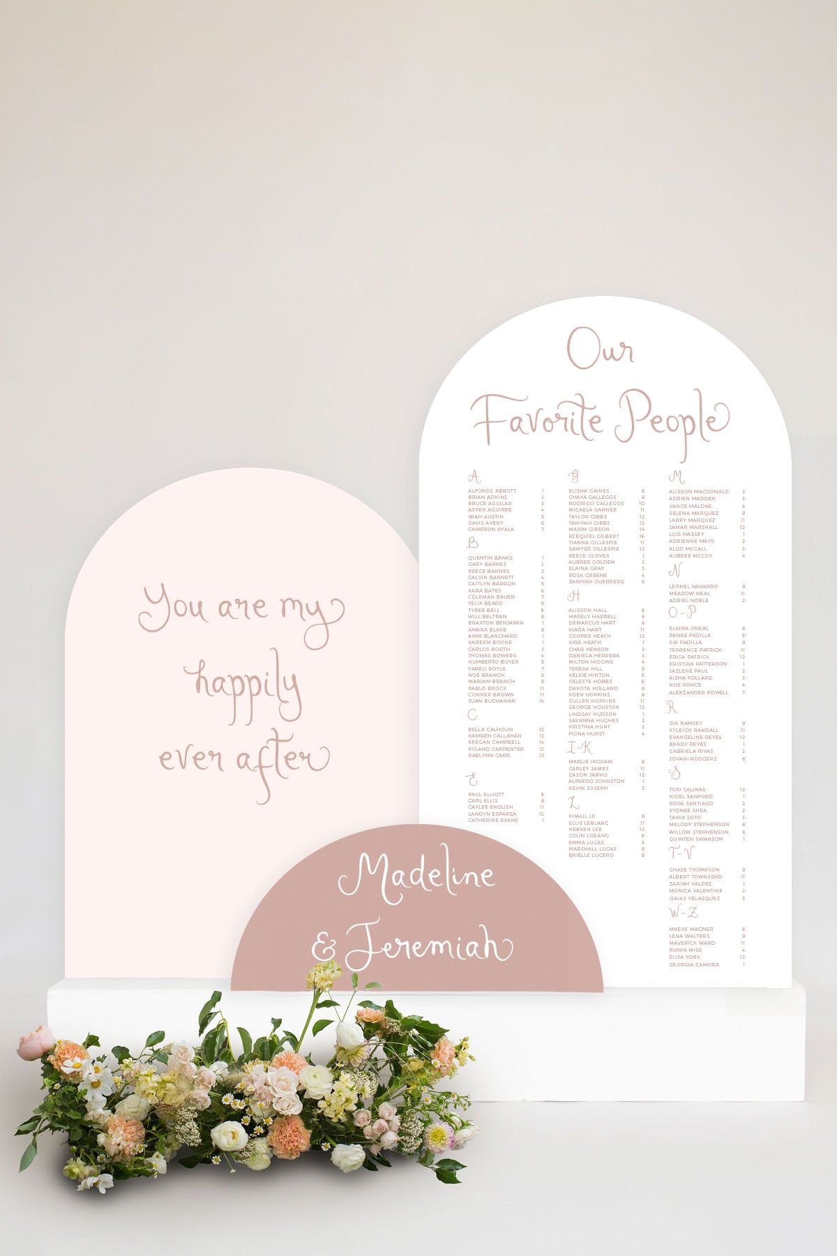 Wedding Signage Set | The Madeline — Names + Timeline + Seating / Gatorboard