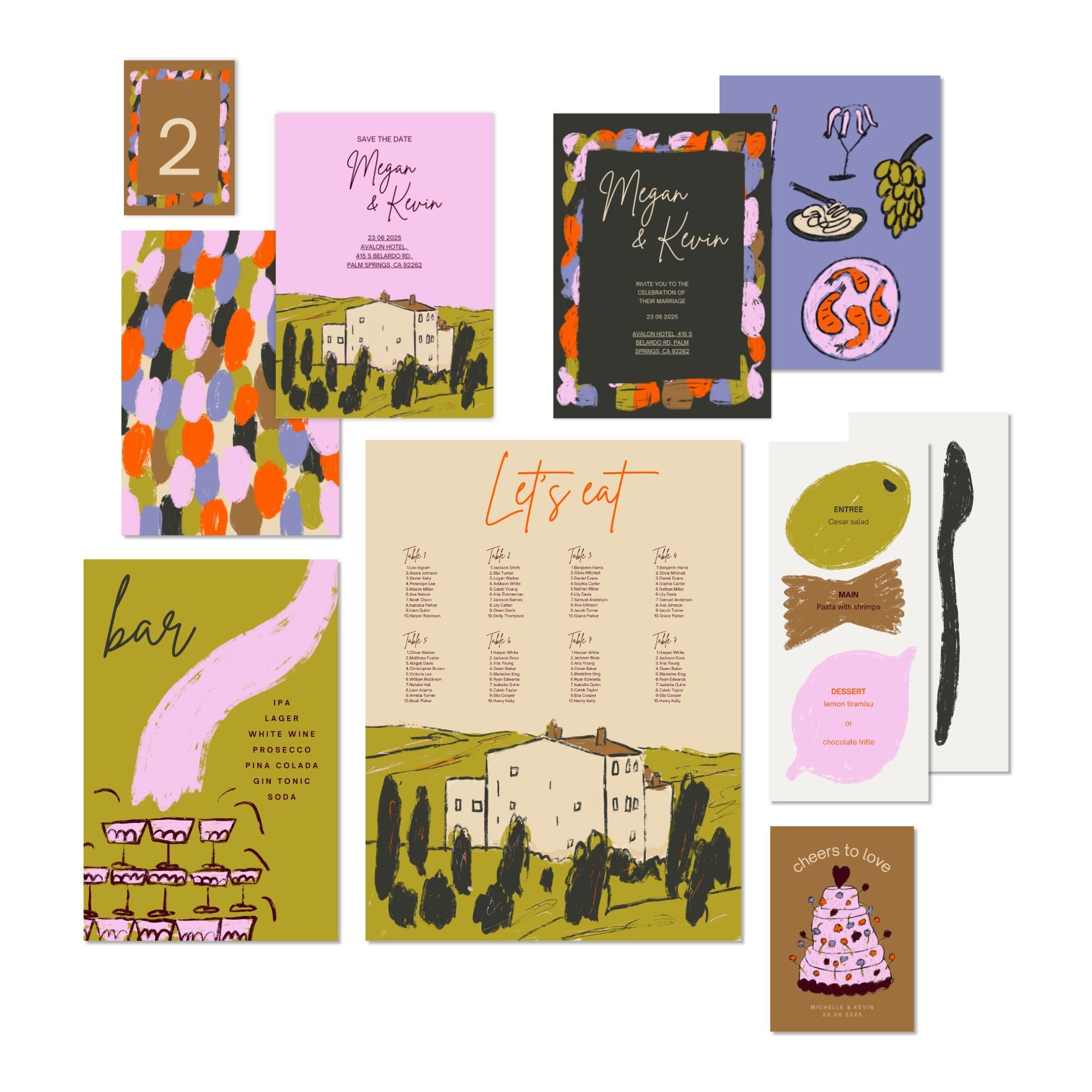 Colorful Hand-Drawn Wedding Stationery