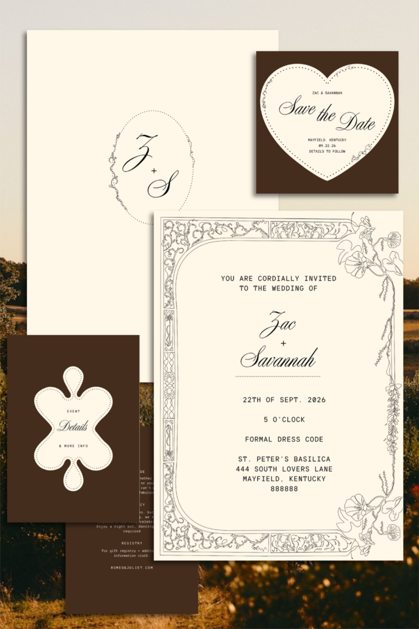 Greenhouse / Victorian Inspired Custom Wedding Invitation 💒