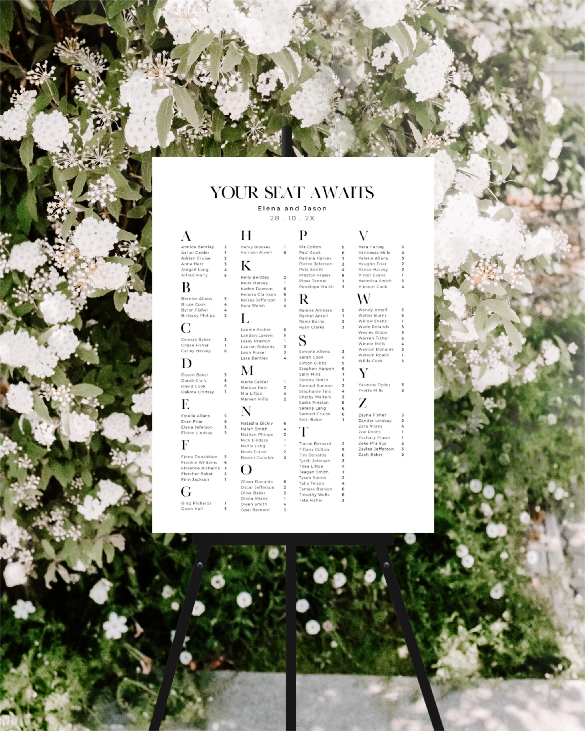 Modern Wedding Seating Chart, Alphabetical Seating Chart, Wedding Seating Plan, Wedding Signs