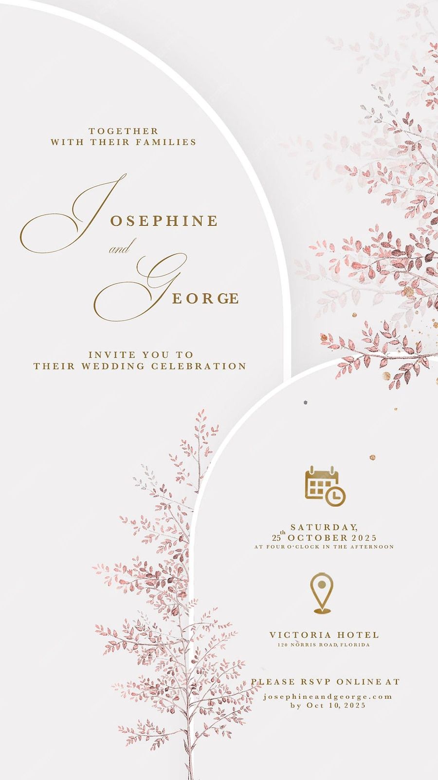 Digital wedding invitation with geometric background | Premium PSD