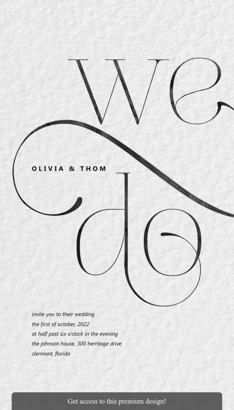 Premium Minimalist Personalized Wedding Video Invitation Ink on Watercolor