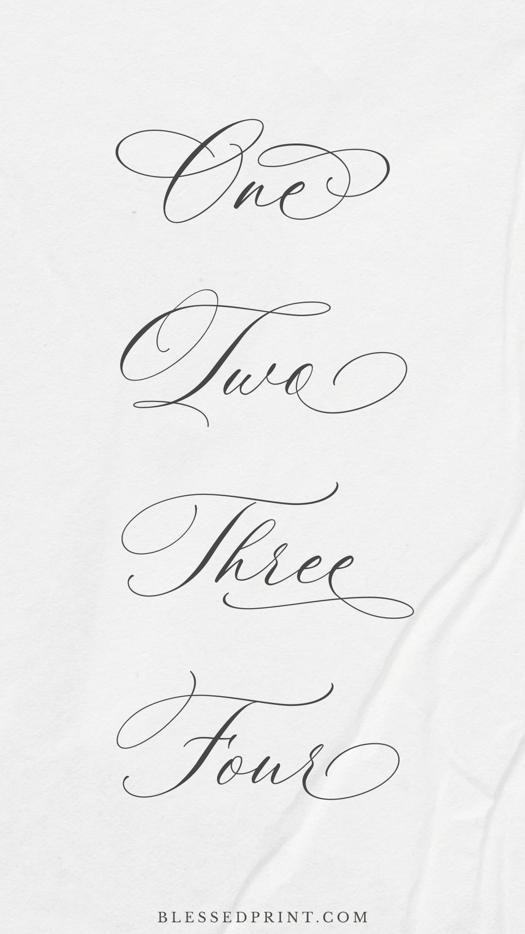 Elegant Table Numbers in Calligraphy Font