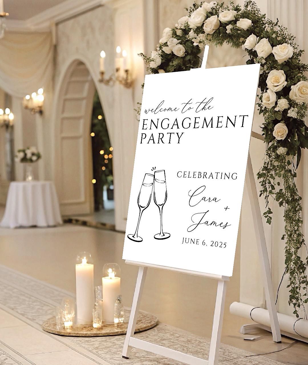 Panneau de bienvenue pour la fête de fiançailles à votre santé