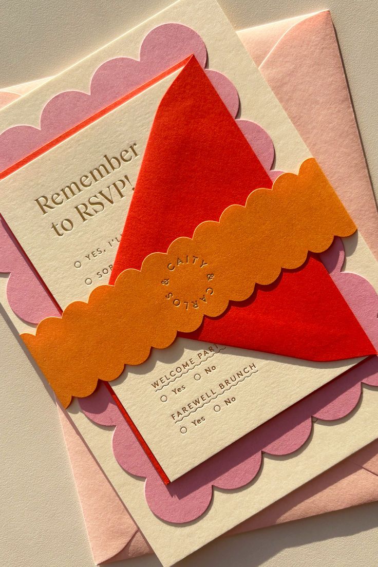 Pink Scallop Wedding Invitations