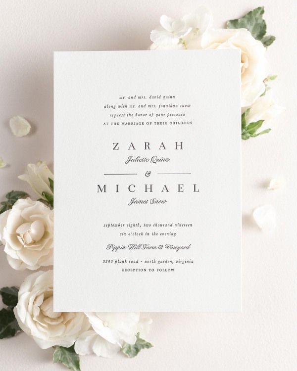 Classic Letterpress Invitations in Light Pink