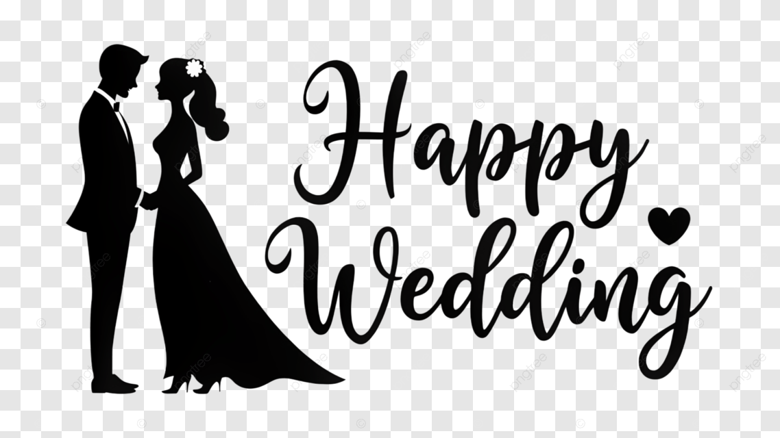 happy wedding typography with black couple silhouette happy wedding wedding wedding typo