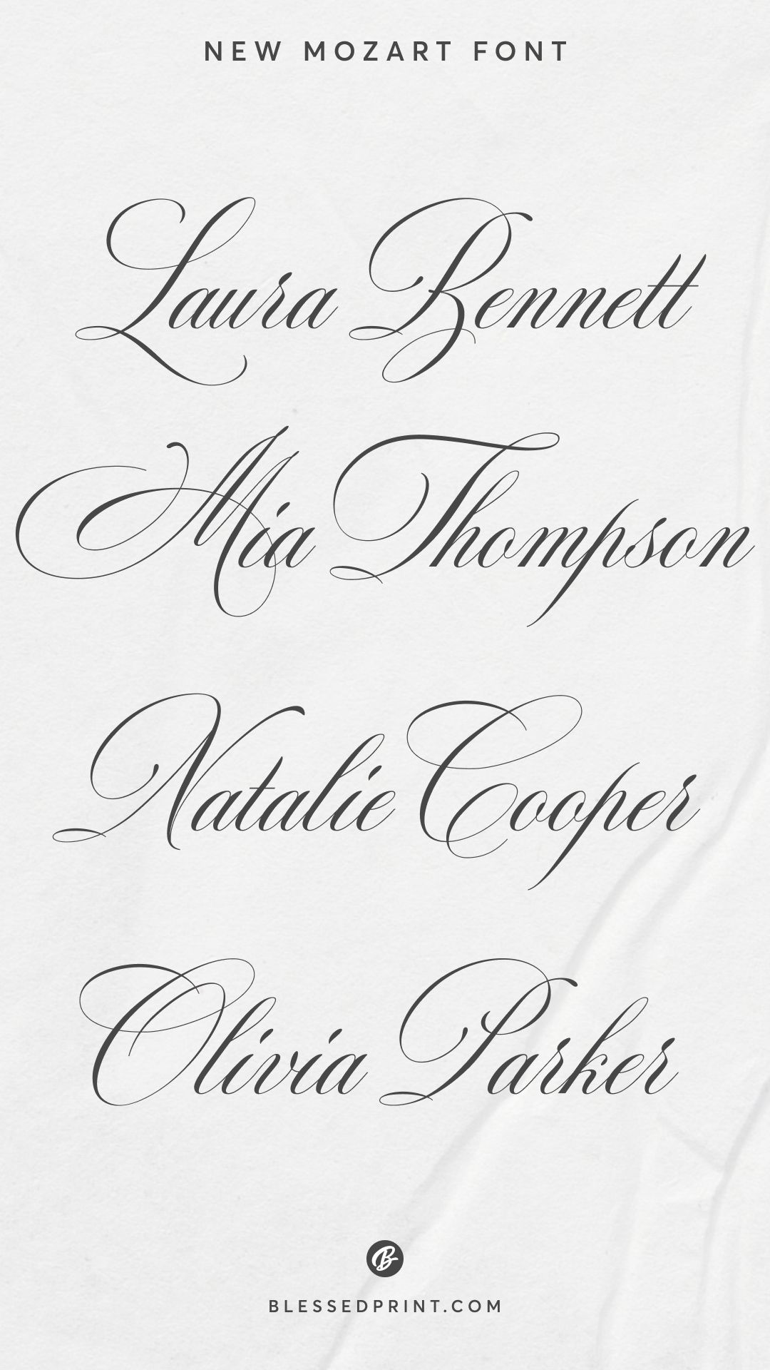 Handwritten calligraphy font for weddings – New Mozart by Blessed Print