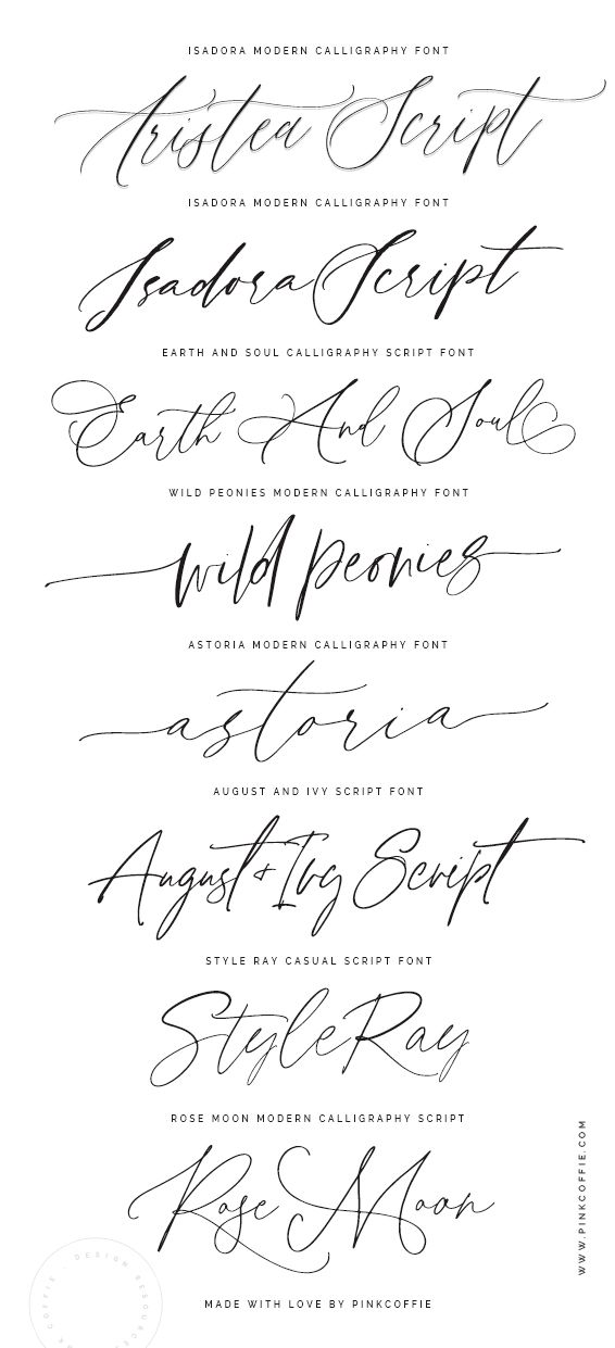 Modern Calligraphy Script Fonts by PinkCoffie