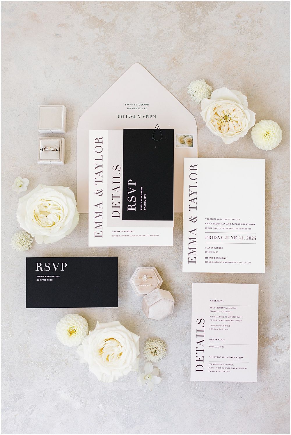 A Timeless Black-and-White Wedding at Viansa Sonoma