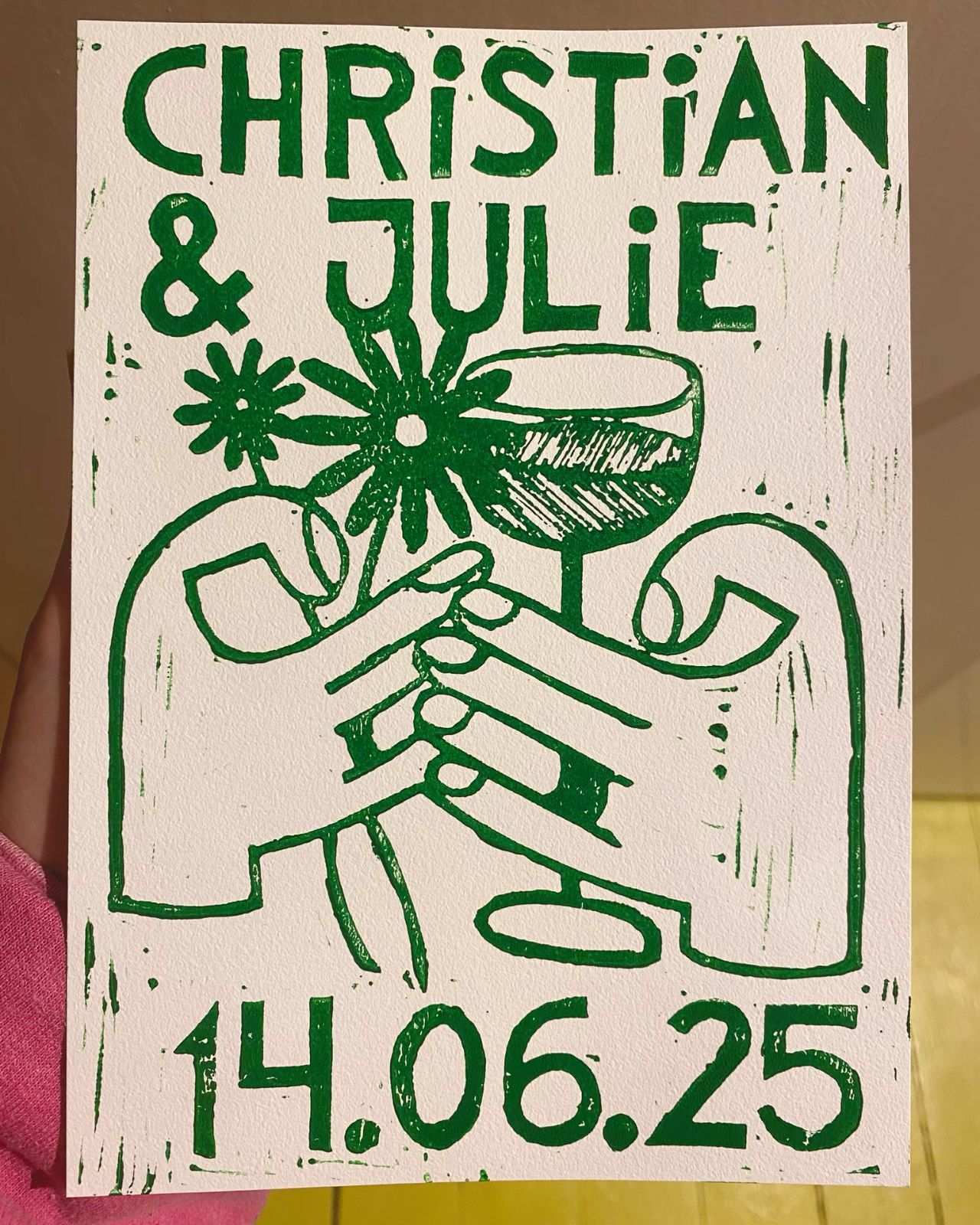 Linoleum wedding invitation