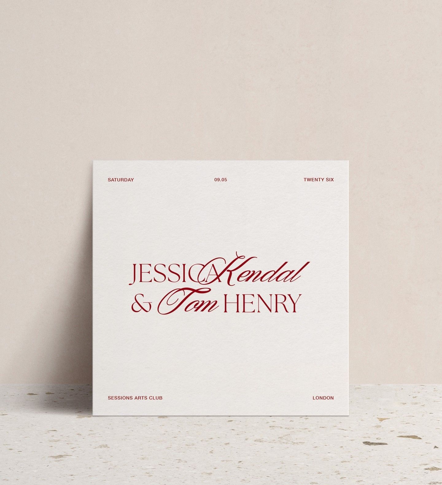 A modern wedding invitation | Red and cream, 90’s romance | Old Money and