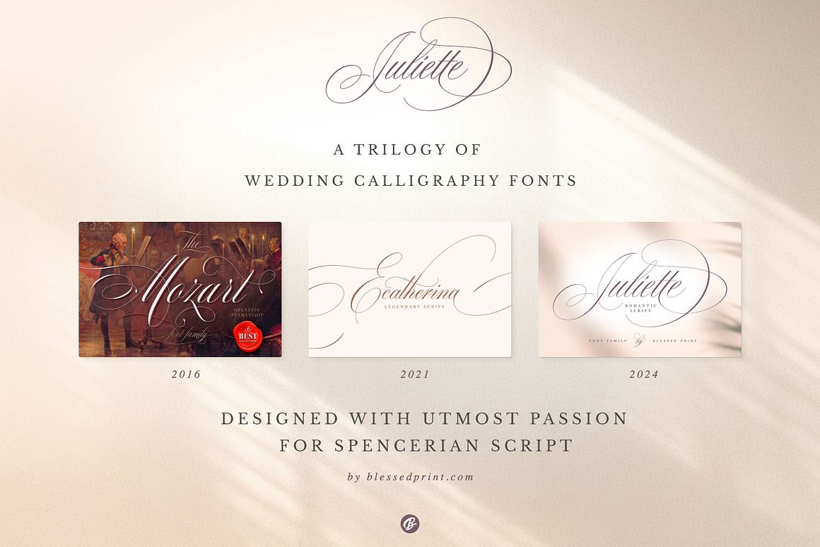 Juliette – Romantic Wedding Script, a Script Font by Blessed Print