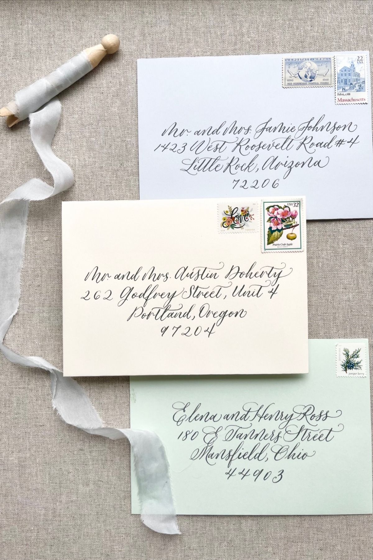 Calligraphy addressed envelopes