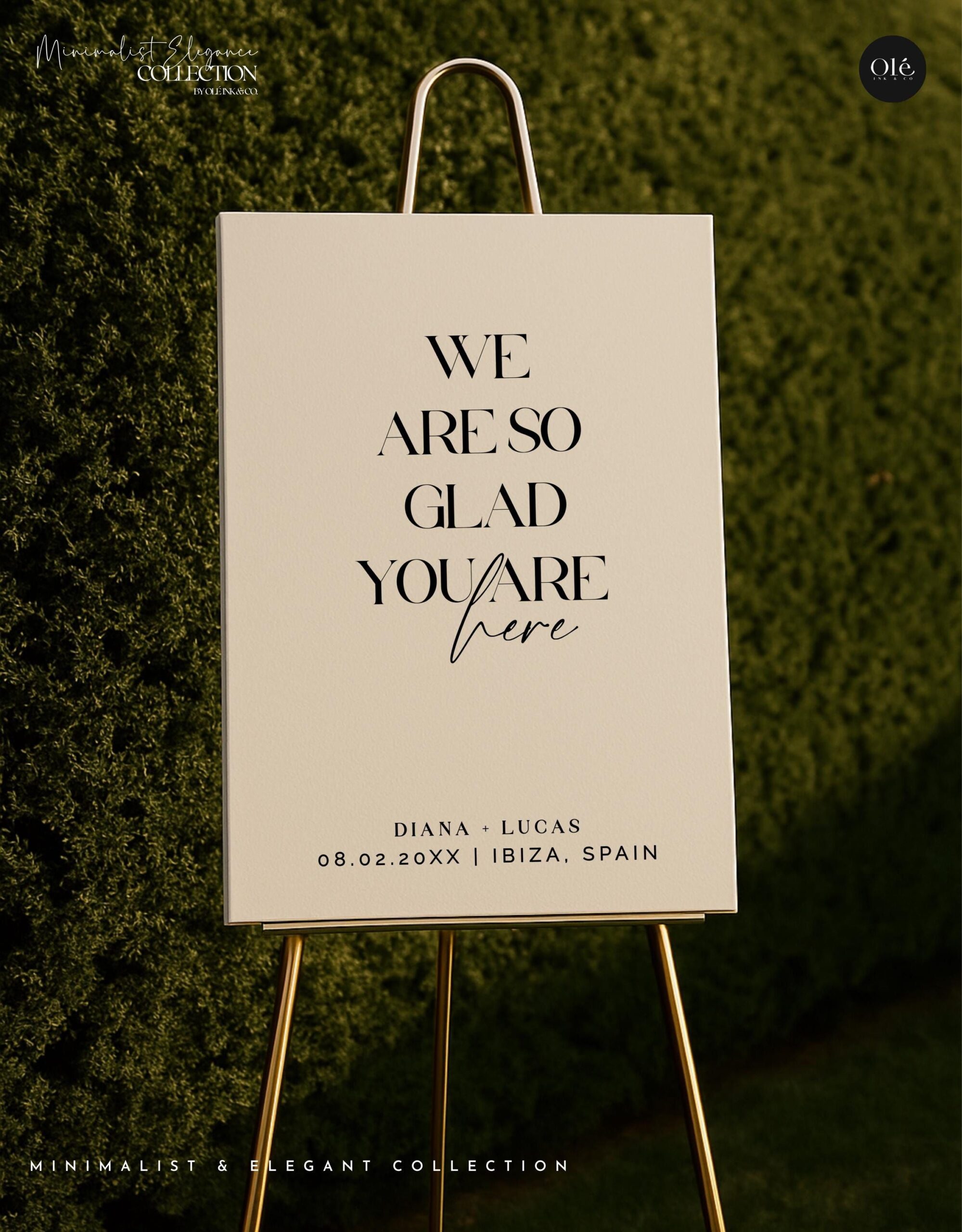 Plaque de bienvenue de mariage, signalétique de réception élégante, modèle imprimable modifiable, affiche de bienvenue moderne (téléchargement numérique)