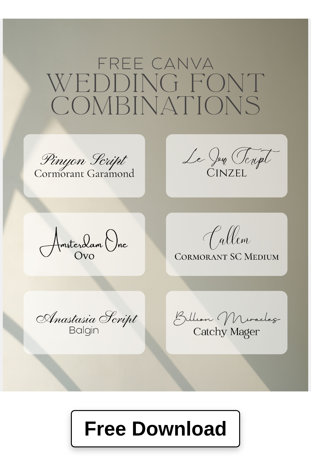 Free Canva Wedding Font Combinations