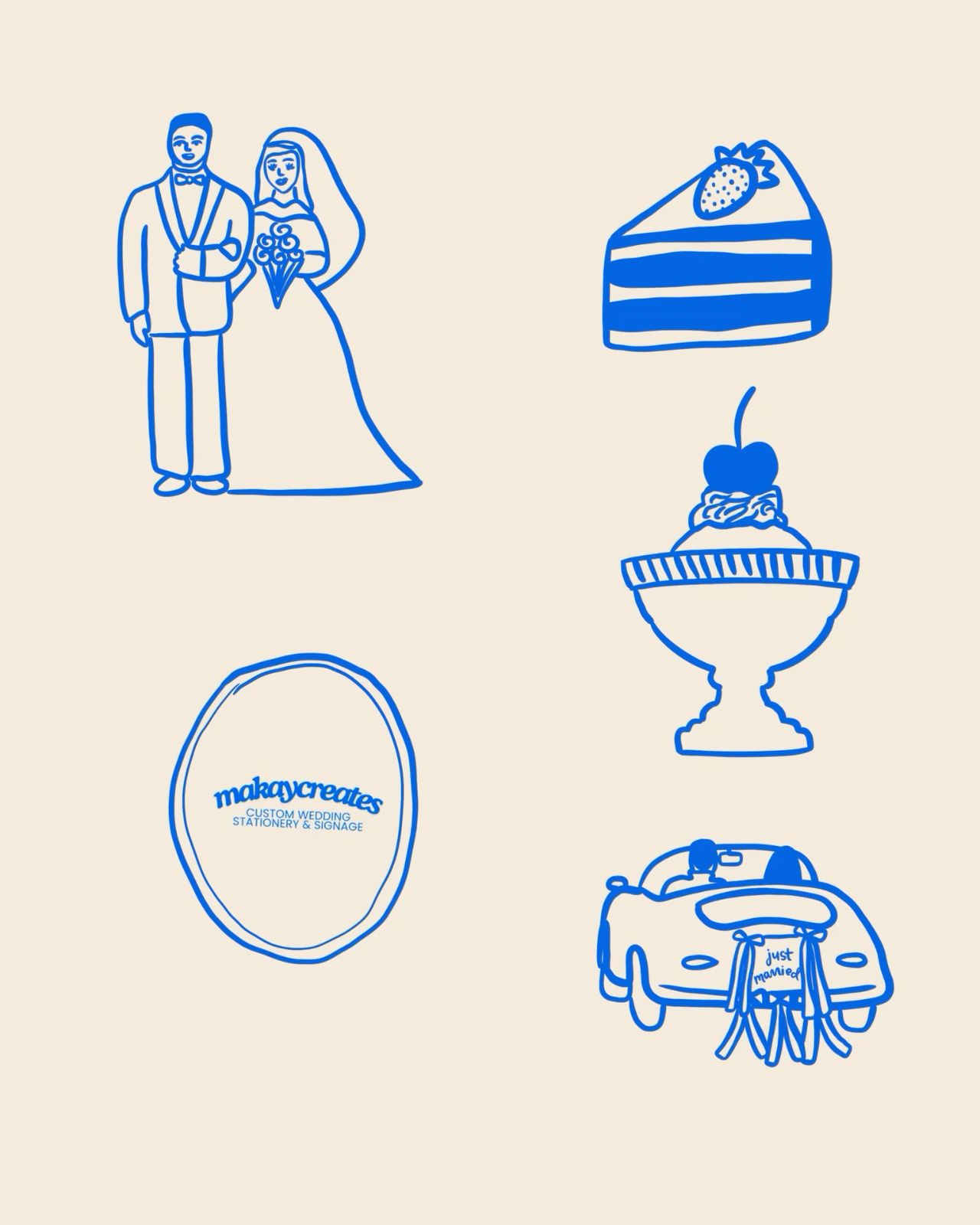 makaycreates — Custom Wedding Stationery & Signage | Branding Package Illustrated Icons
