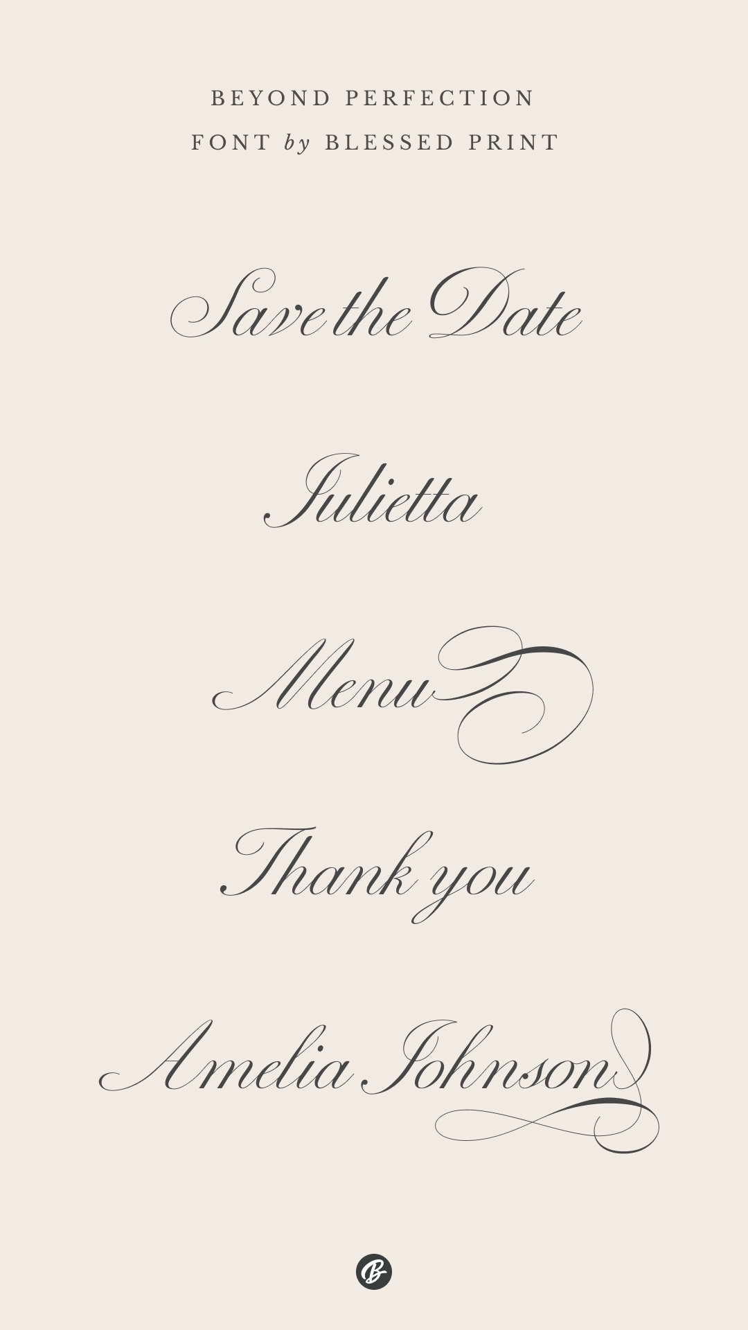 Beyond Perfection Script – Elegant Wedding Font by Blessed Print