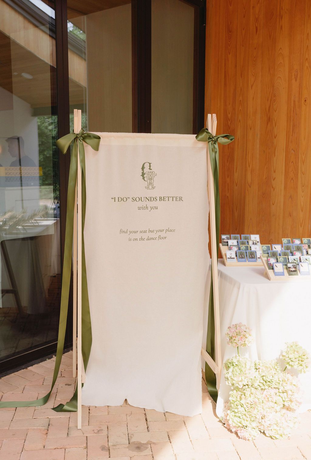 Personalized Wedding Seating Chart Sign Ideas | Custom Monogram Fabric Signage