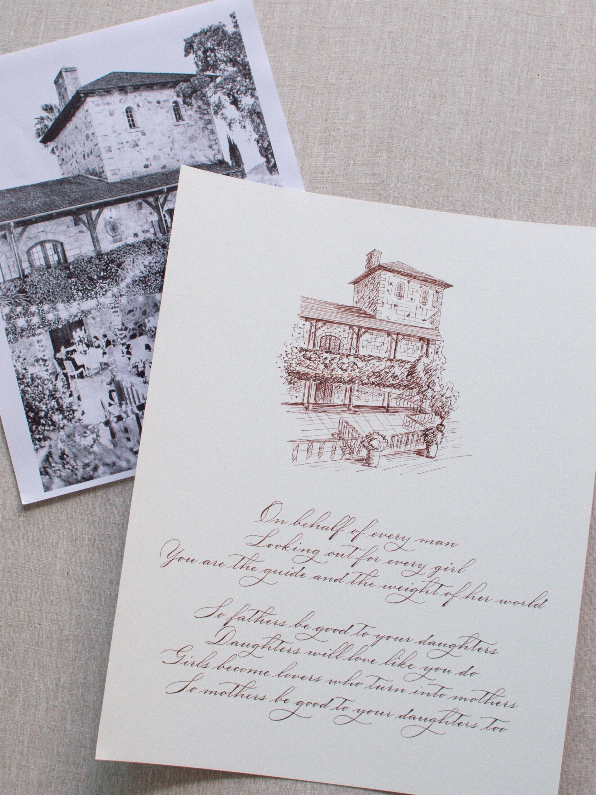 Custom Calligraphy Copperplate Service Handwritten Wedding Vow Letter Drawing