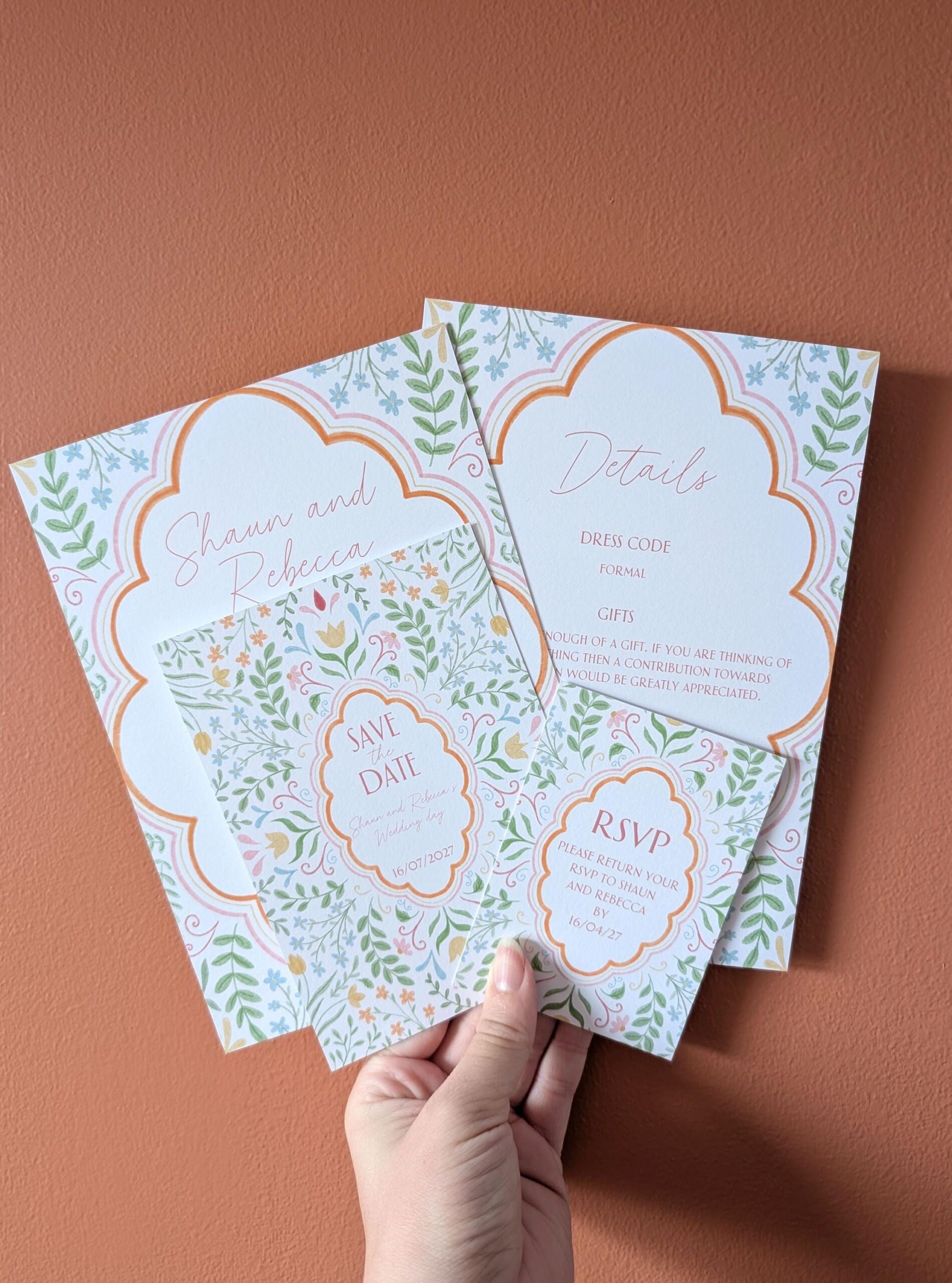 Floral Folk Wedding Stationery, Invites/Details/RSVP/Save the Date