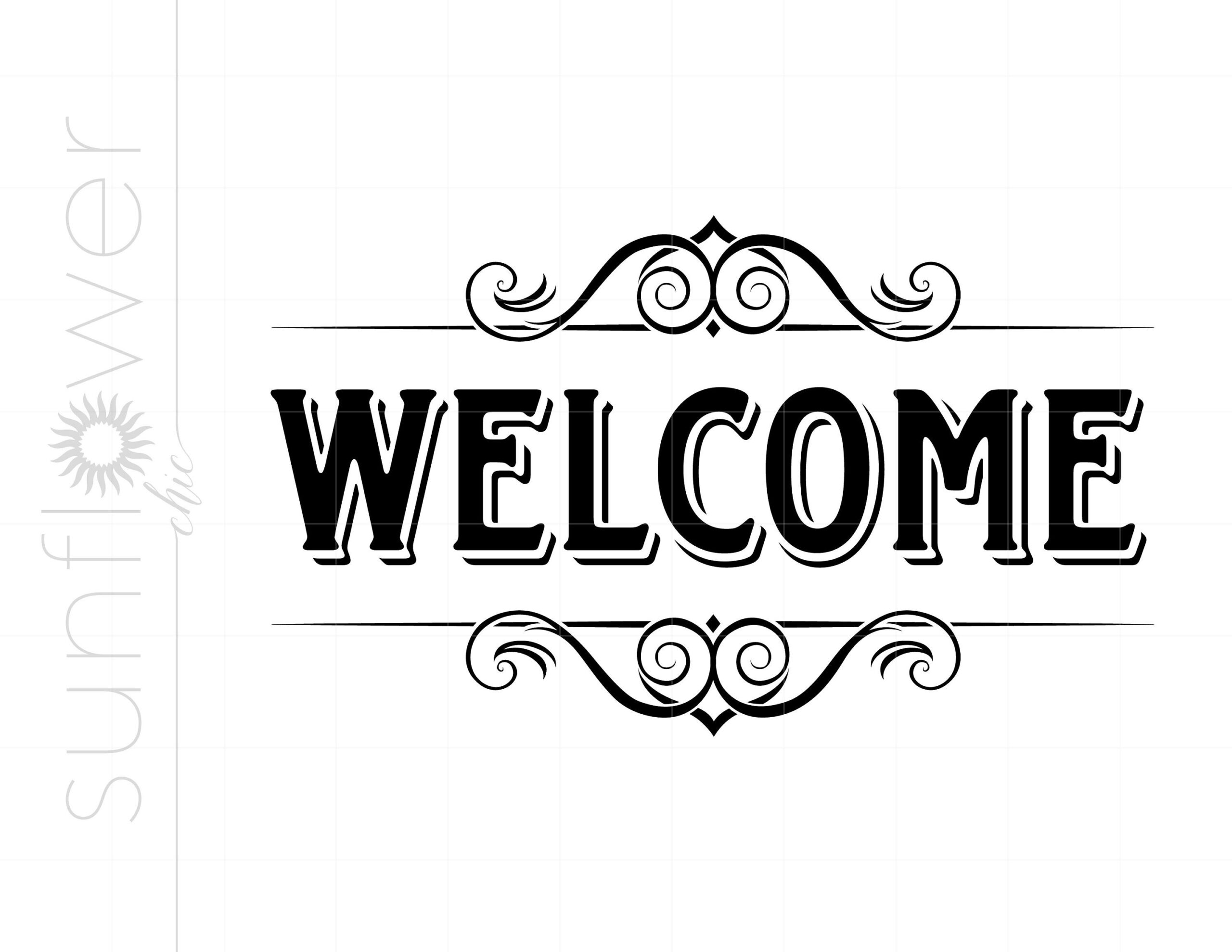 BIENVENUE Art des signes SVG Design | Bienvenue SVG Dxf Eps | Welcome Sign Cut File Téléchargements l Silhouette Art SC164