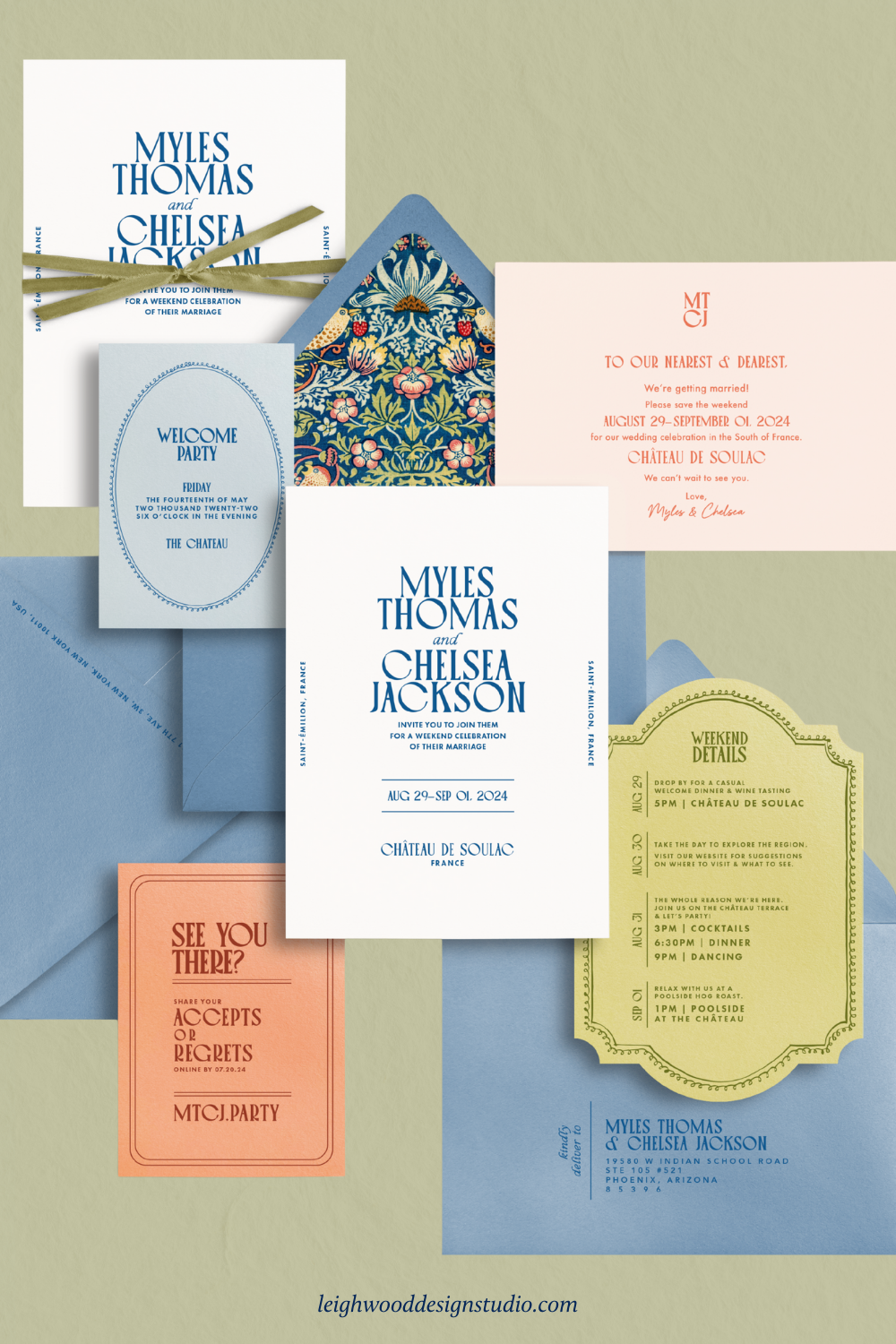 Art Deco Wedding Invitations with a Modern Aesthetic And Colorful Palette