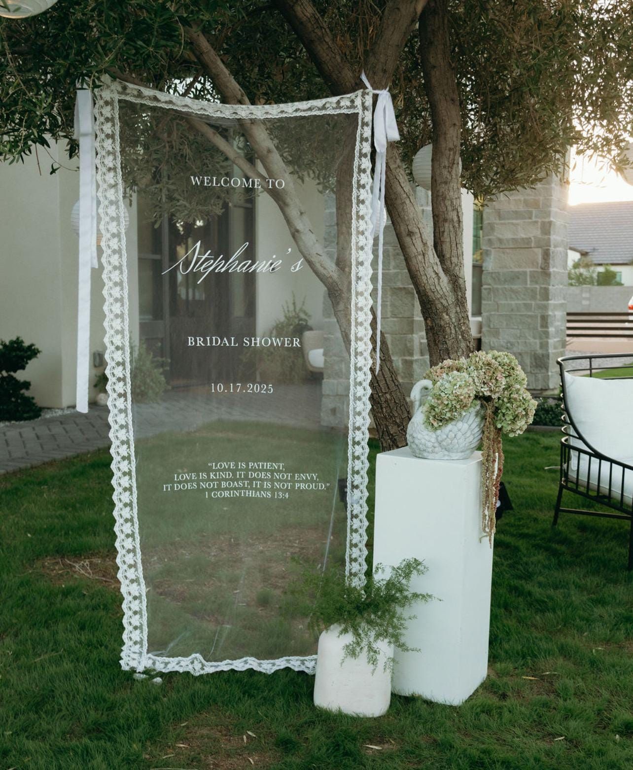 Romantic Custom Sheer Lace Welcome Sign