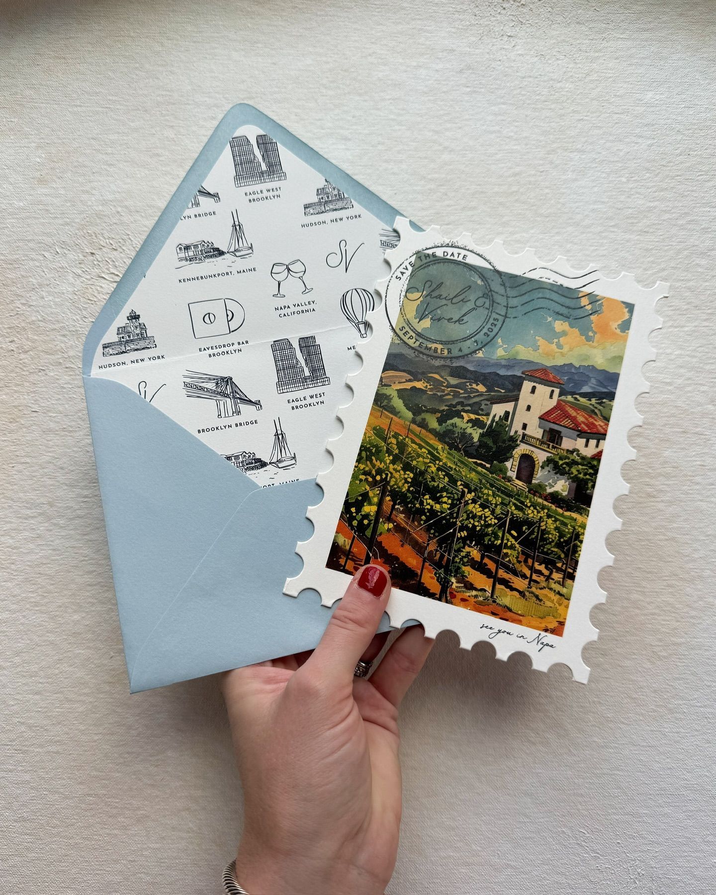 Deep in invitation design for this Napa destination wedding and it will be hard