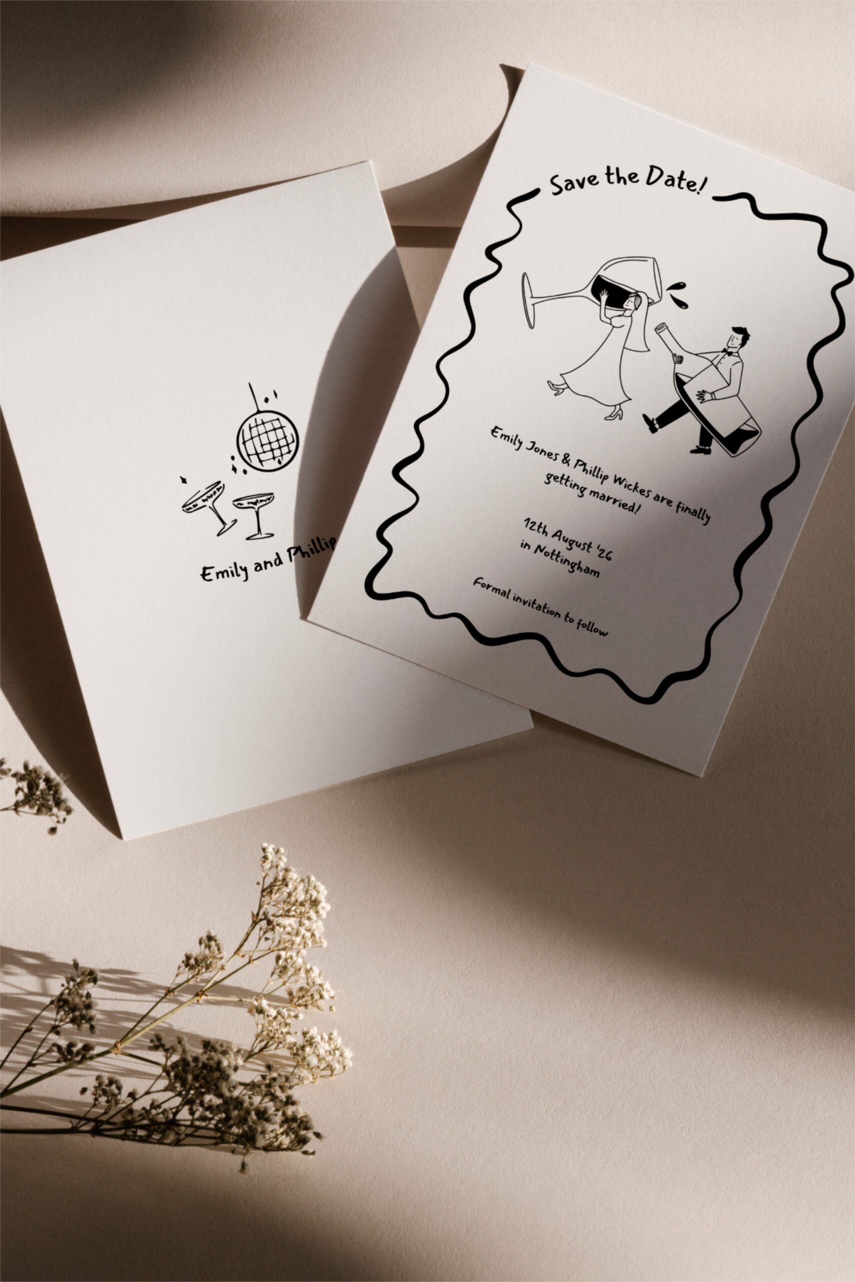 Fun Doodle Wedding Save the Date Invitation | Funny Unique Design