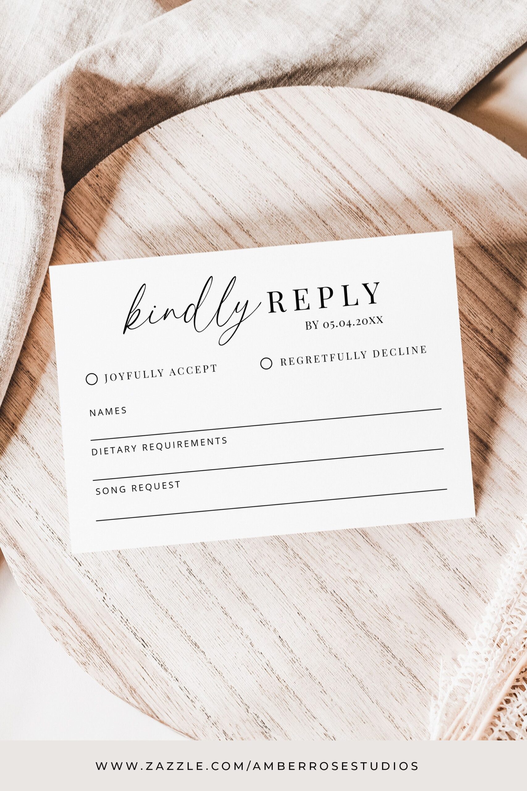 Kindly Reply RSVP Card – Elegant Minimal Design for Wedding Invitations