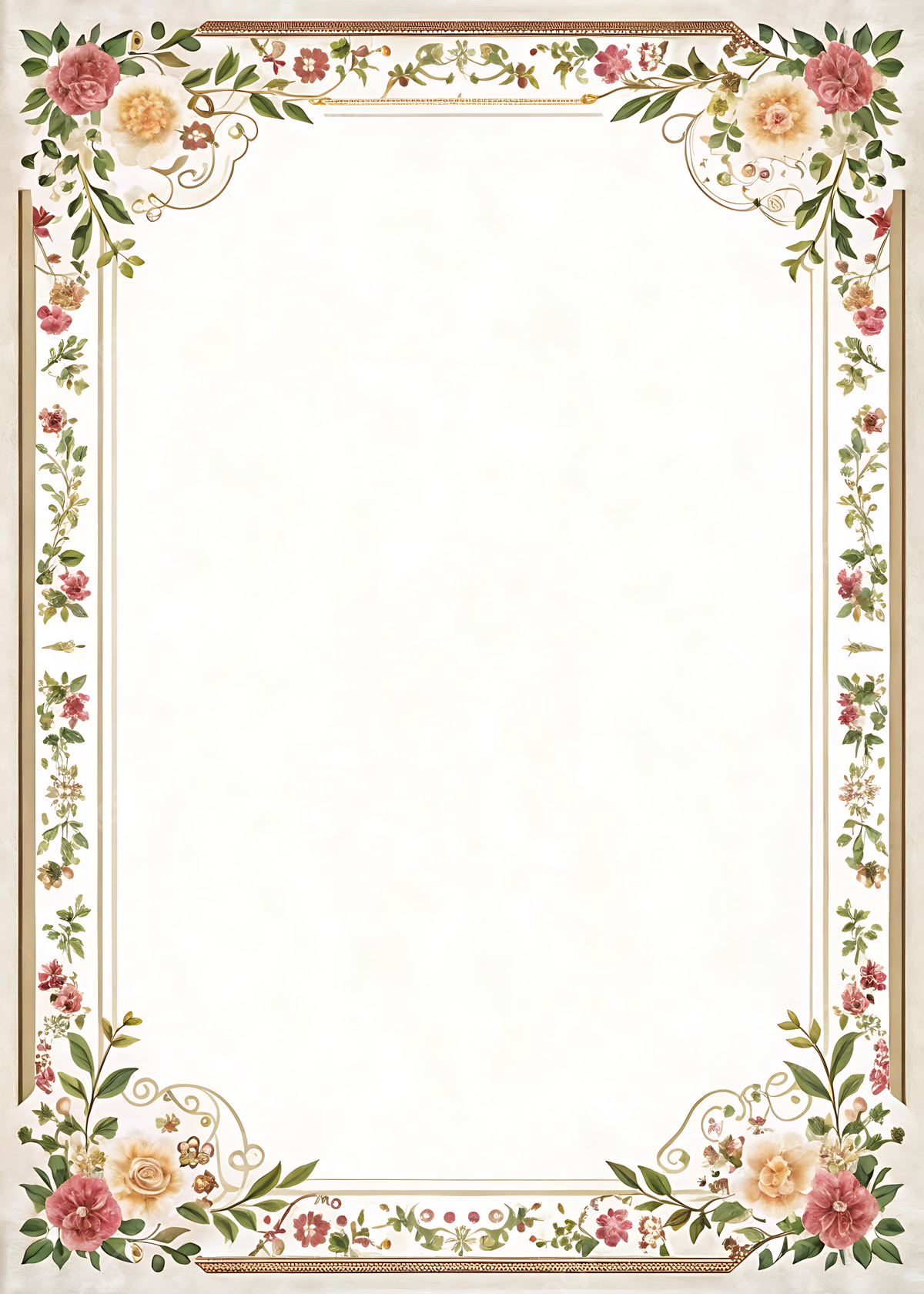 Vintage Invitation Template With Ornate Floral Border Background Wallpaper Image For Free Download — Pngtree