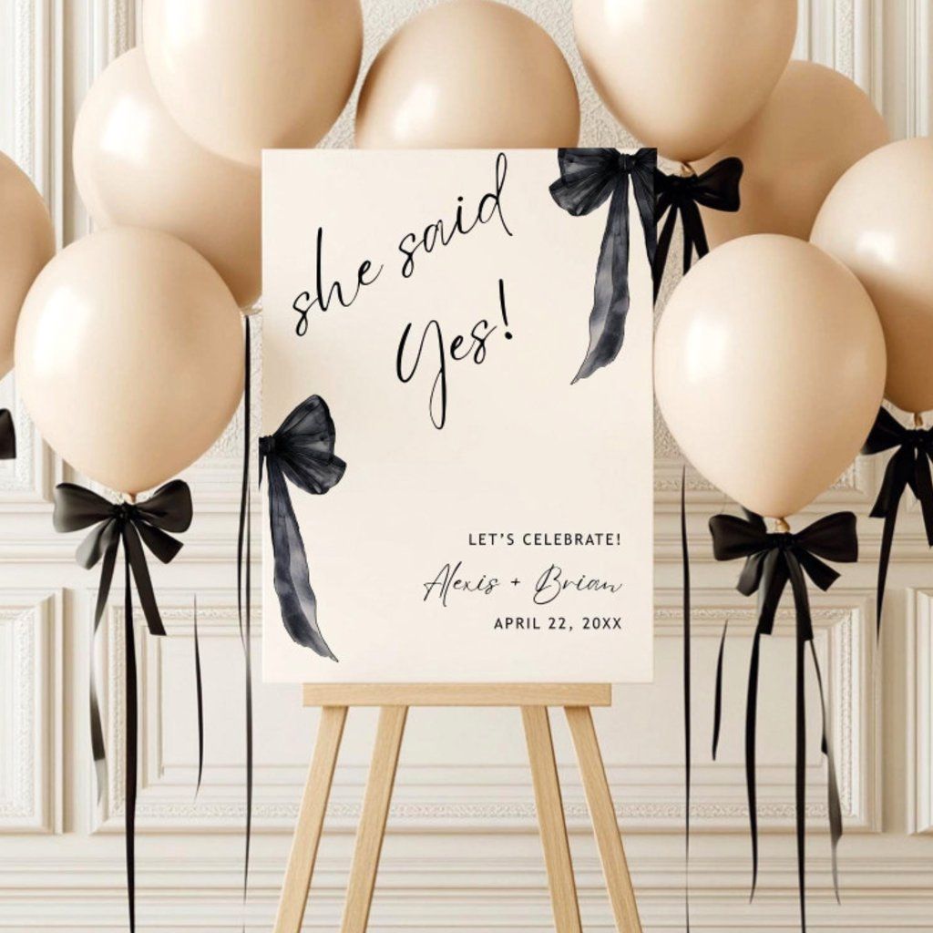 Modern Engagement Party Sign Minimalist She Said