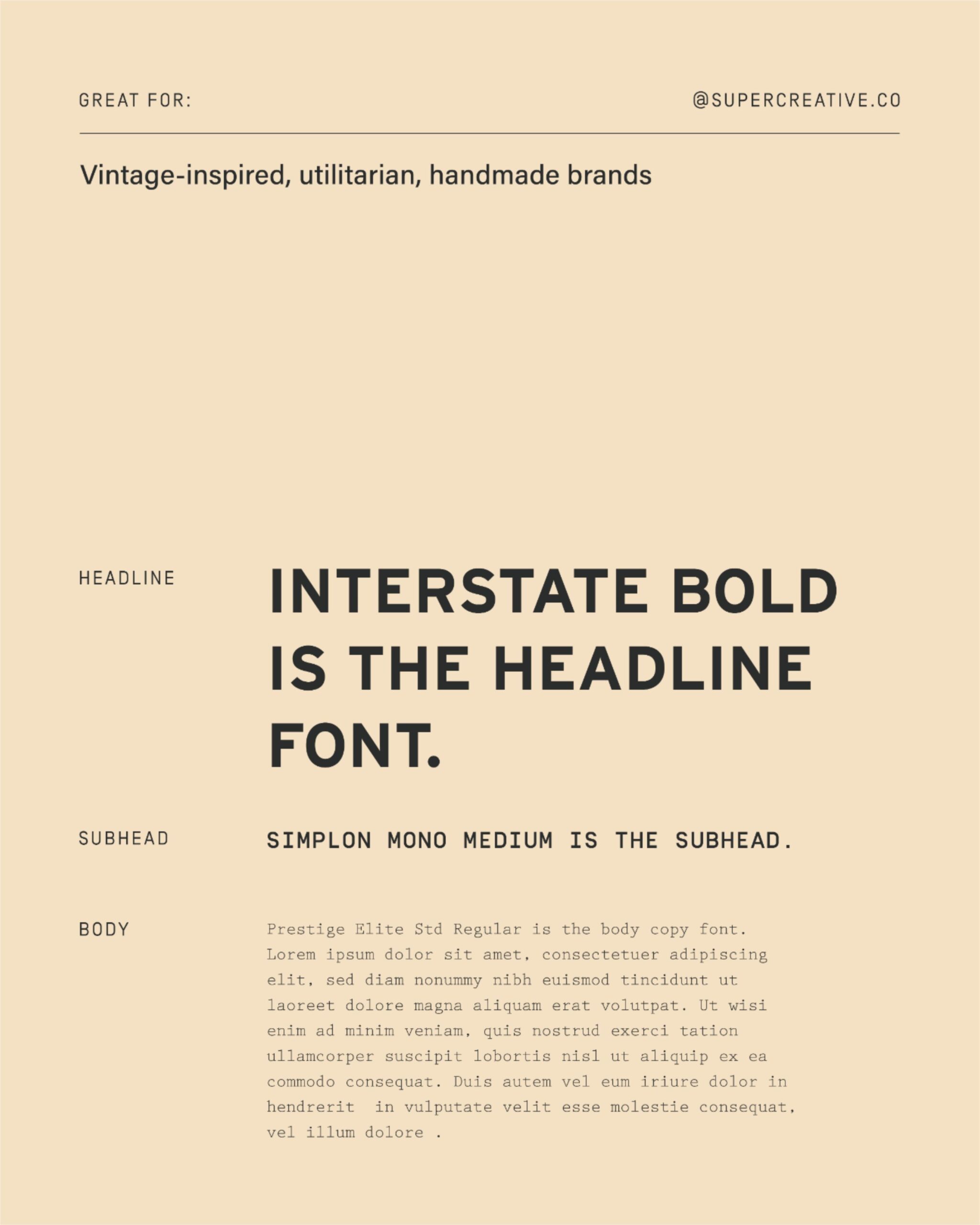 Font Pairings for Vintage-Inspired, Utilitarian, Handmade Brand Design✨