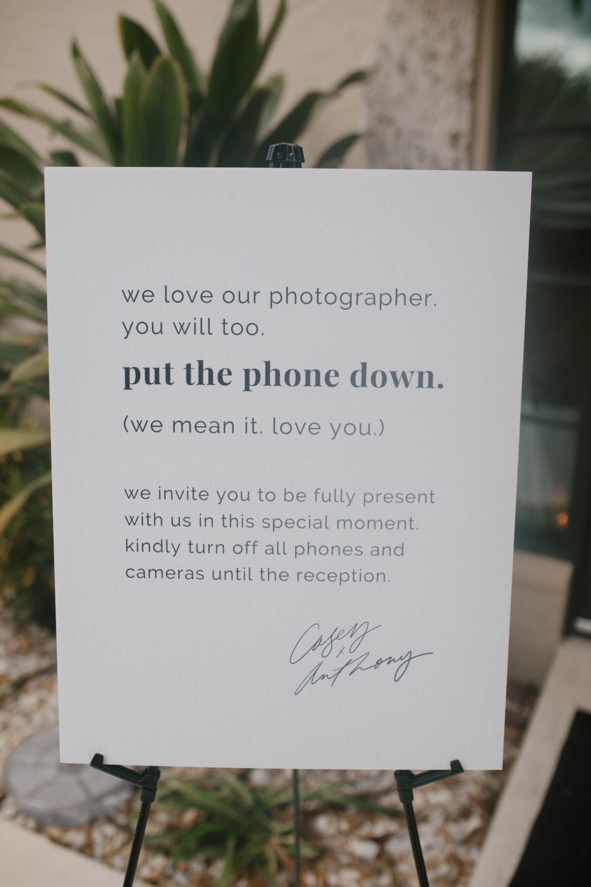 Unplugged Wedding Ceremony Sign