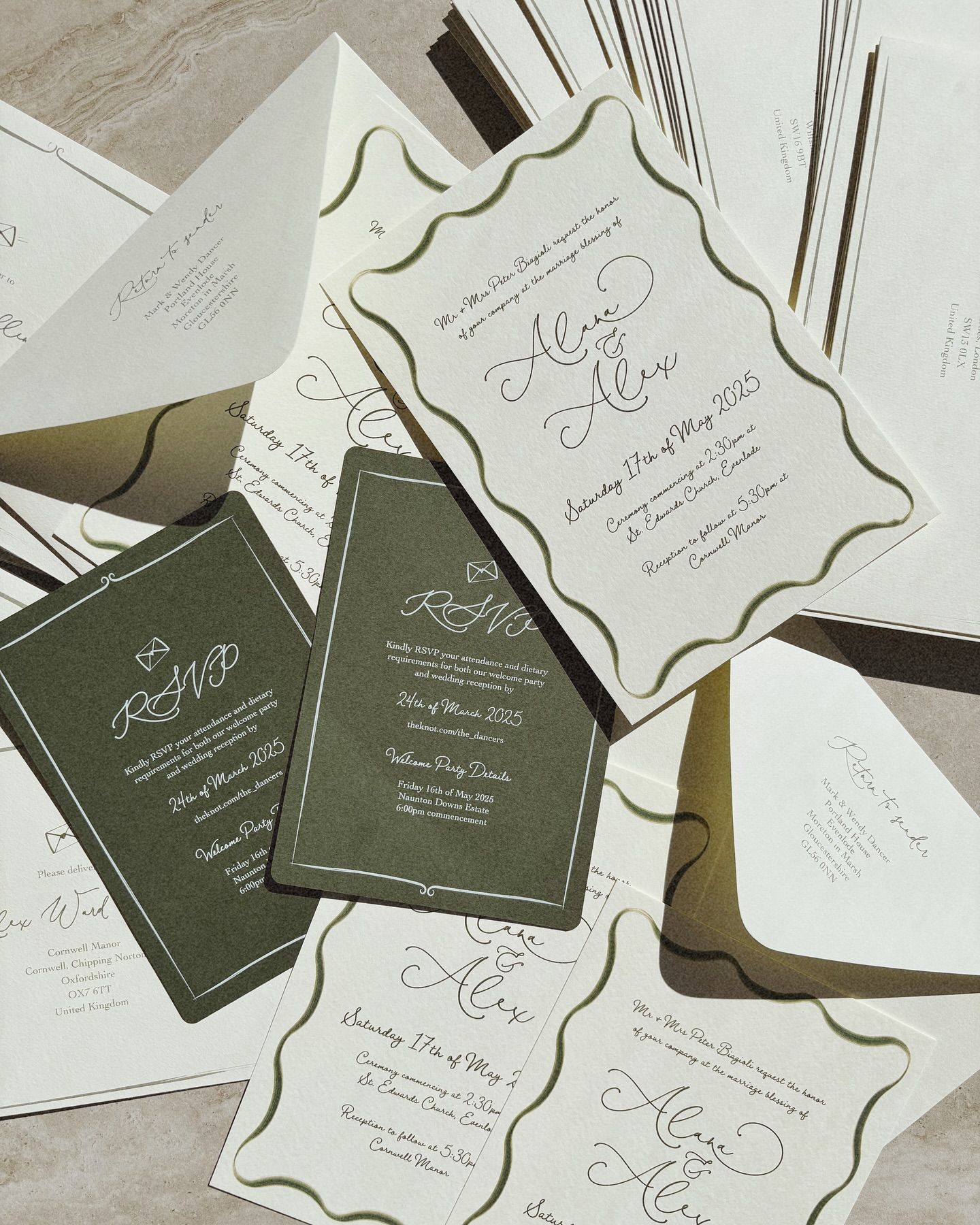 Green and White Wedding Invitations