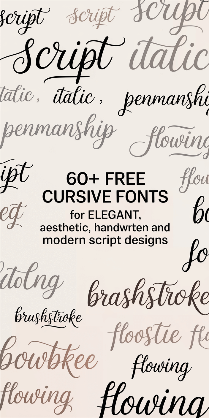 60+ Free Cursive Fonts in Canva for Elegant, Aesthetic, Handwritten and Modern Script Designs