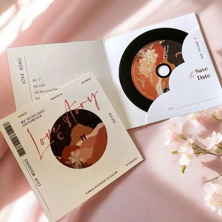 Custom Vinyl Style Wedding Invitation, Custom Music Theme CD Wedding Invitation, Rock Theme Party…