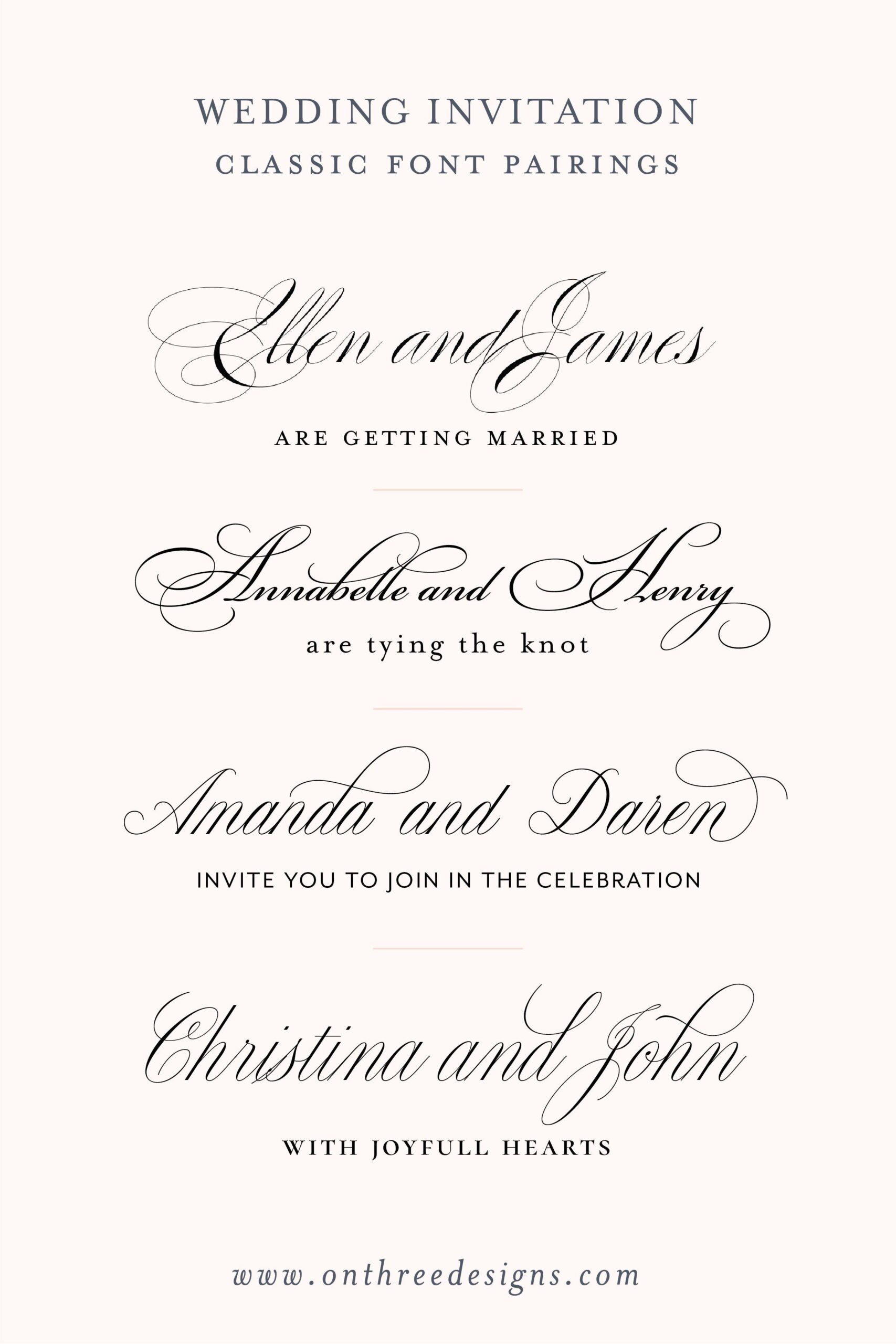 On Three Designs — Our all-time favorite fonts | Wedding fonts, Free cursive