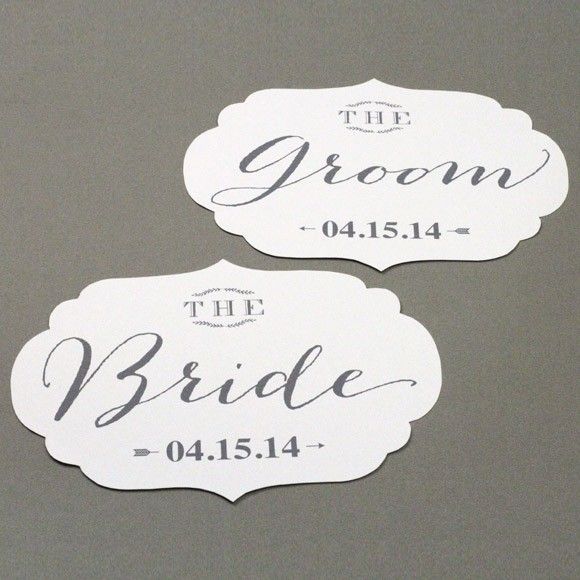 Bride and Groom Chair Signs  Printable