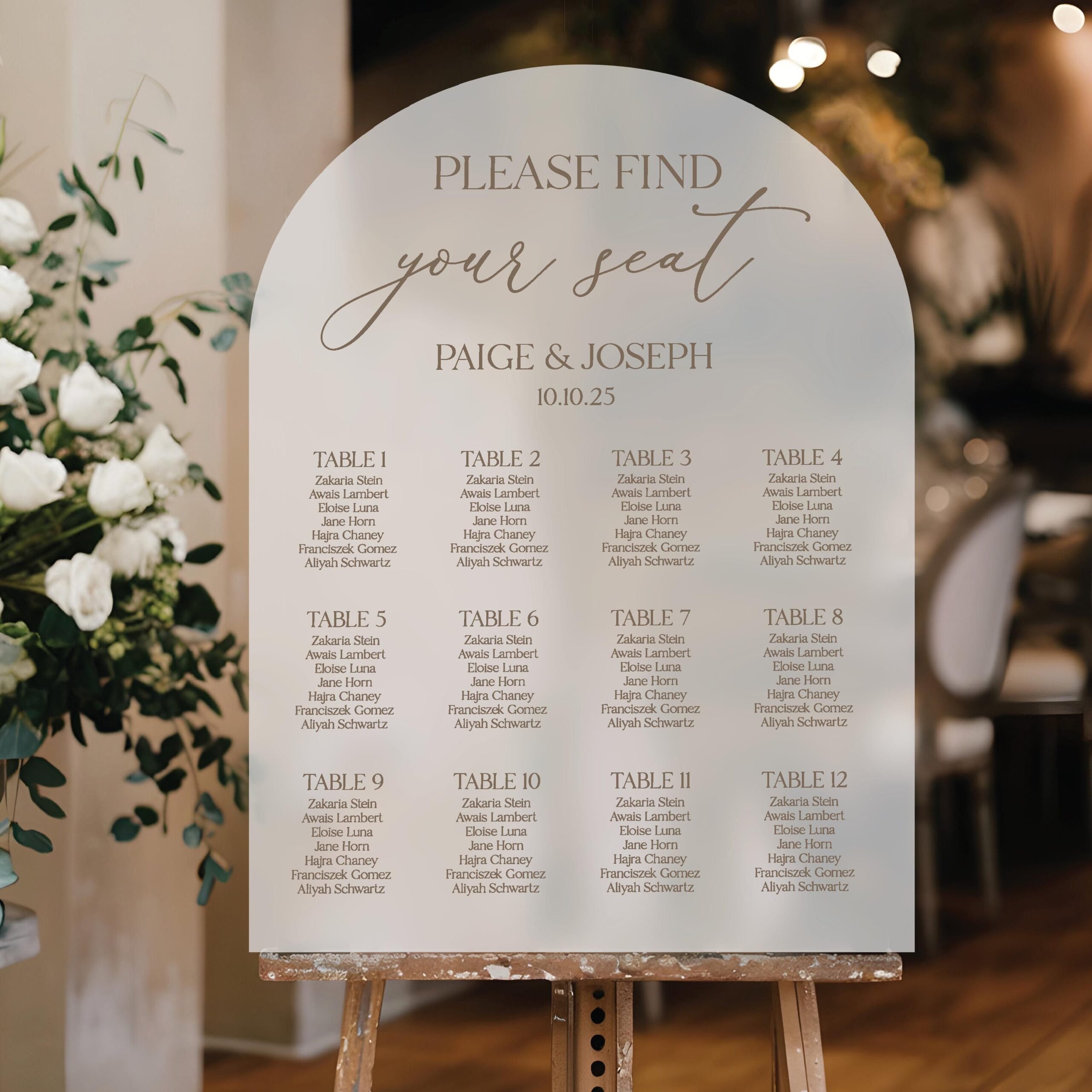 Modèle de plan de table de mariage modifiable — Décoration de réception élégante (téléchargement numérique)