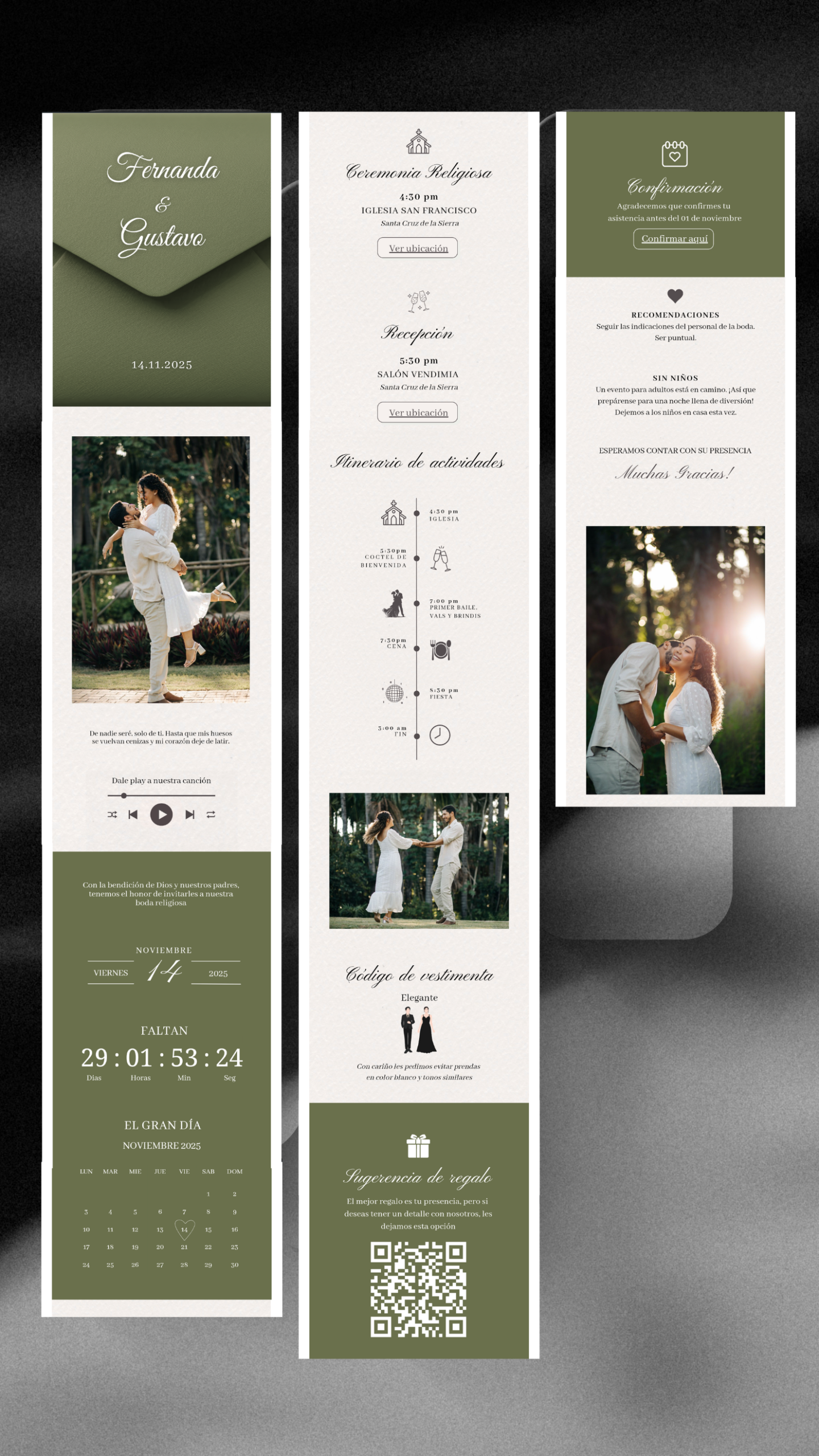 Invitación digital de boda verde oliva | Olive Green Wedding Invitation 💍✨