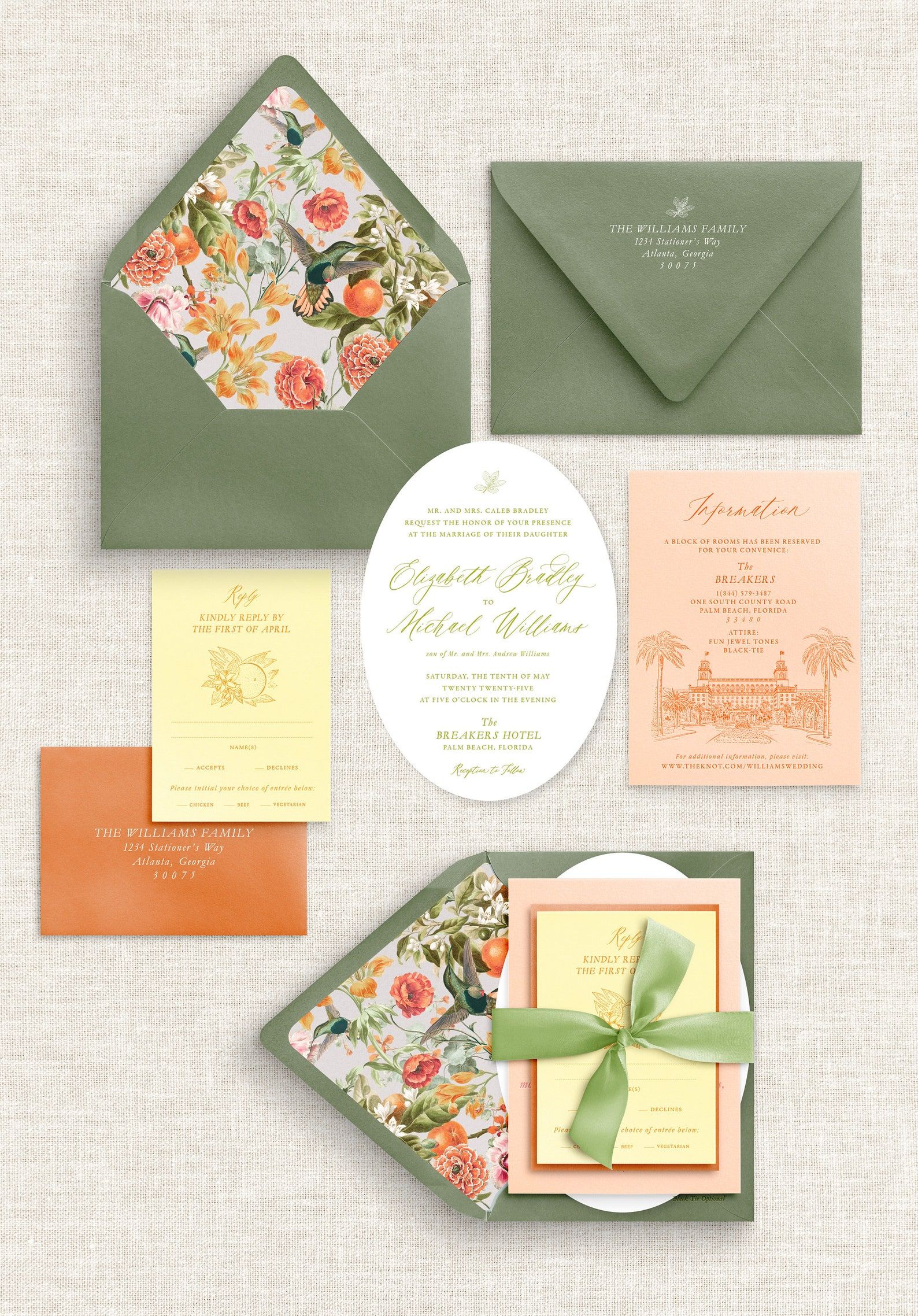 Palm Beach Letterpress Invitation Suite — Letterpress Wedding Invitations, Luxury, Palm Beach Wedding, Elegant, Sophisticated, Romantic — Etsy