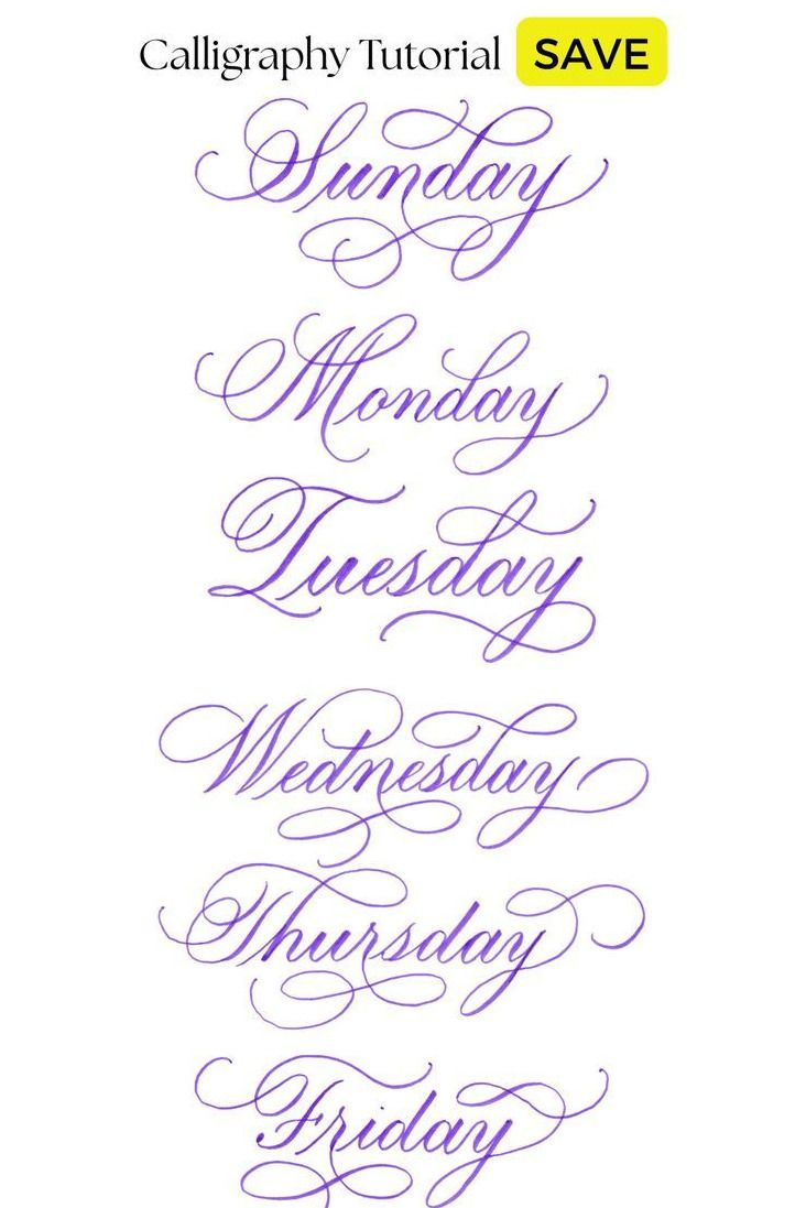 Days of the Week with Calligraphy Flourishes