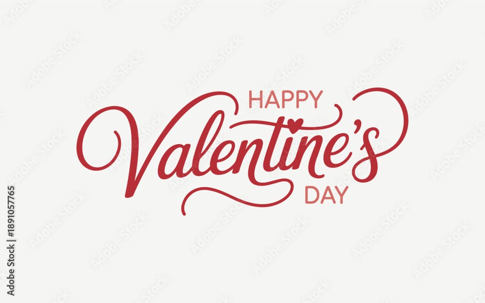 Red cursive Happy Valentines Day text with heart symbol Stock Vector | Adobe Stock