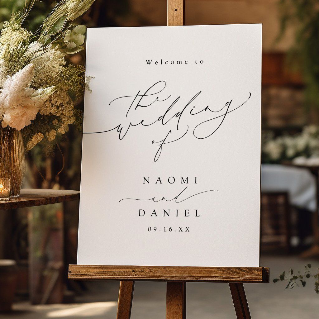 Minimalist Modern Chic Script Wedding Welcome Sign