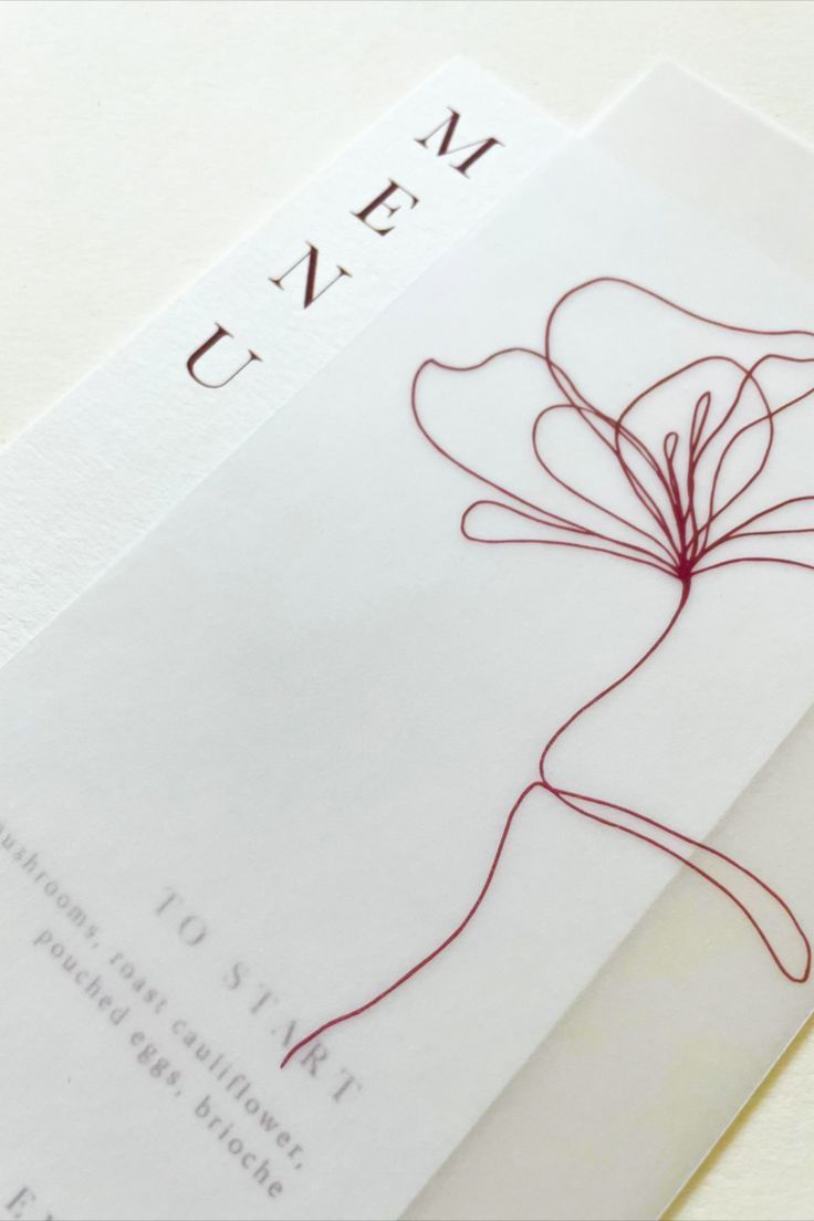 Elegant Wedding Menus with Botanical Illustration